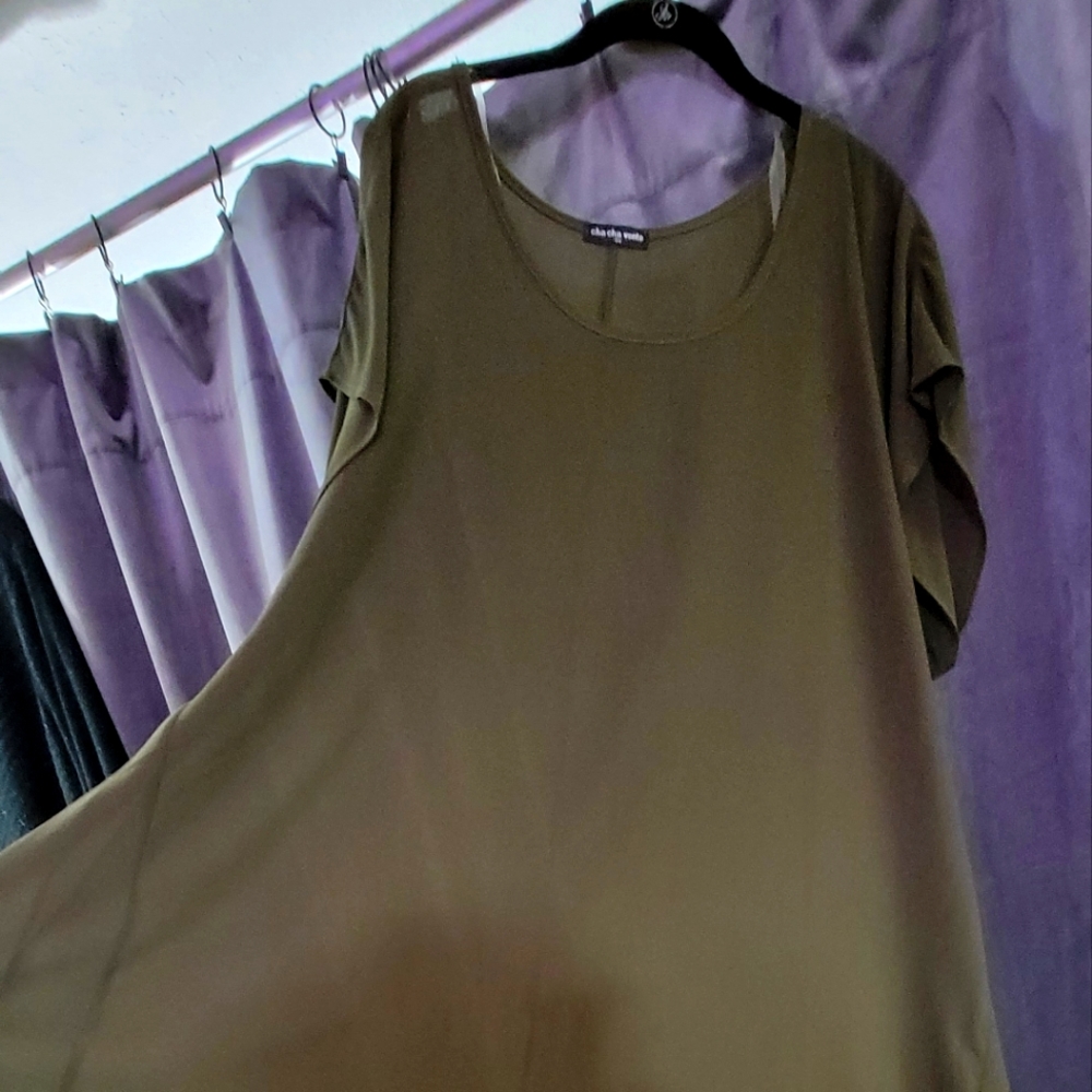 Olive Green Sheer Over Shirt 3X